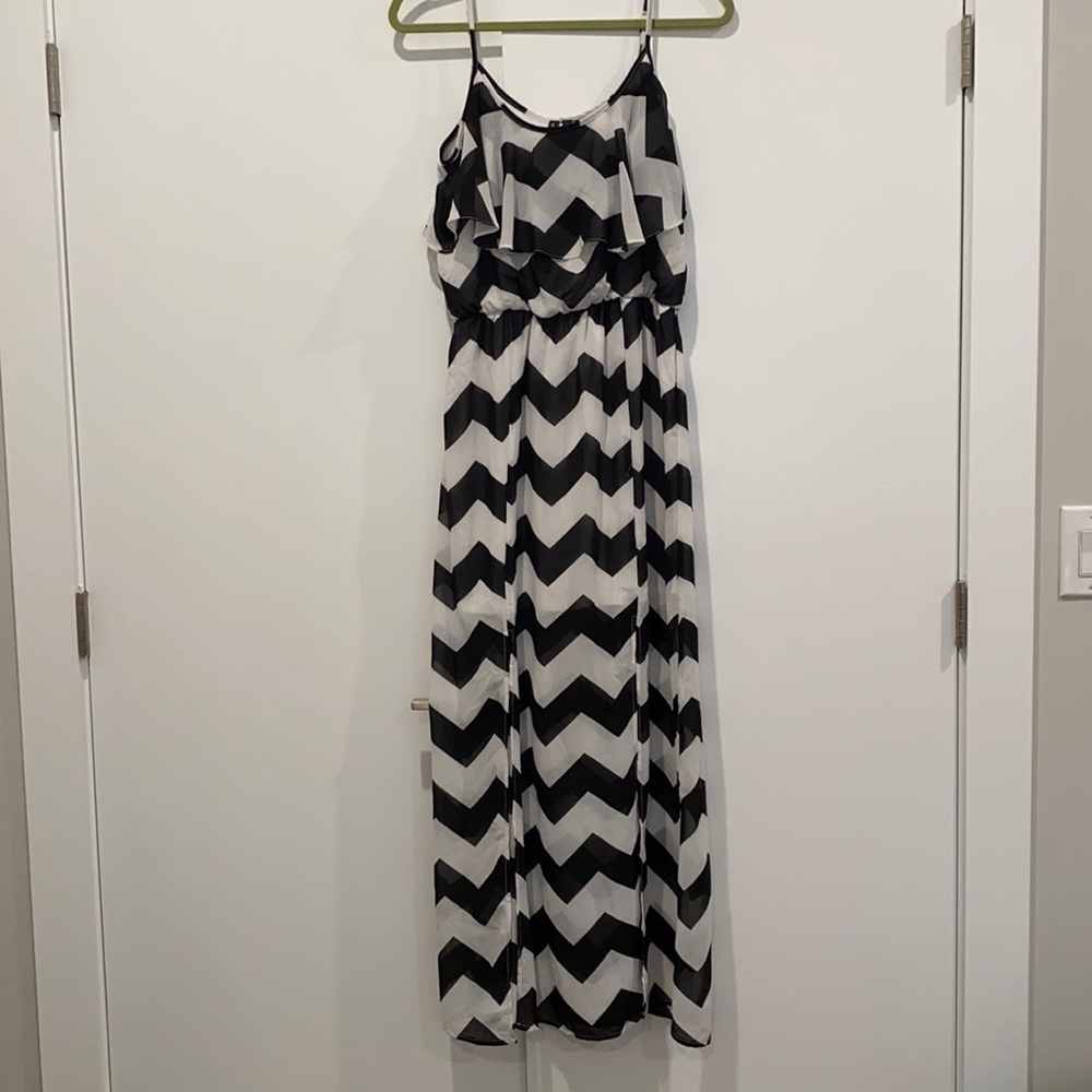 Want And Need black and white chevron maxi dress